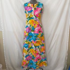 Vintage 70s Floral Cotton Dress EUC